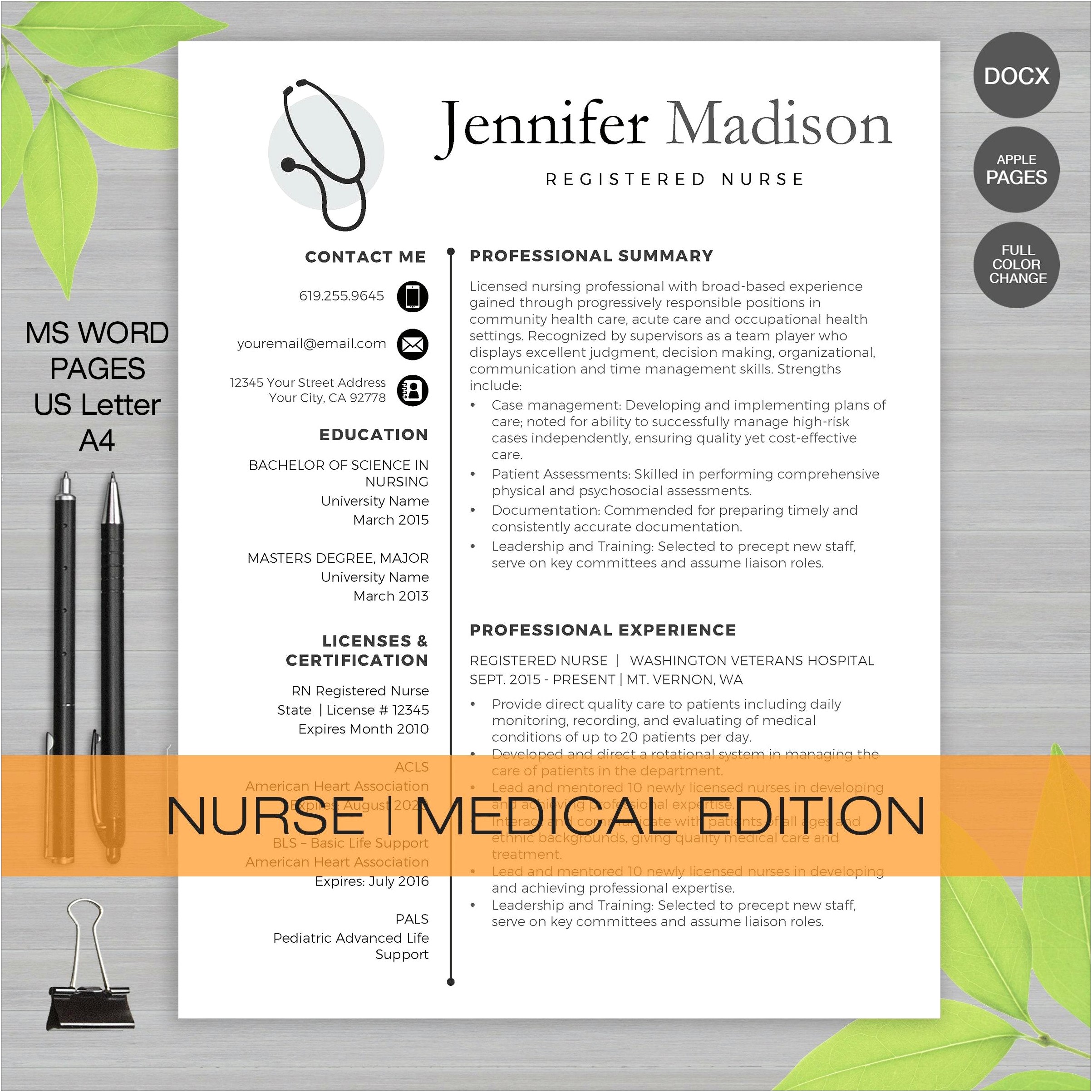 Nursing Resume Template Word Free Download