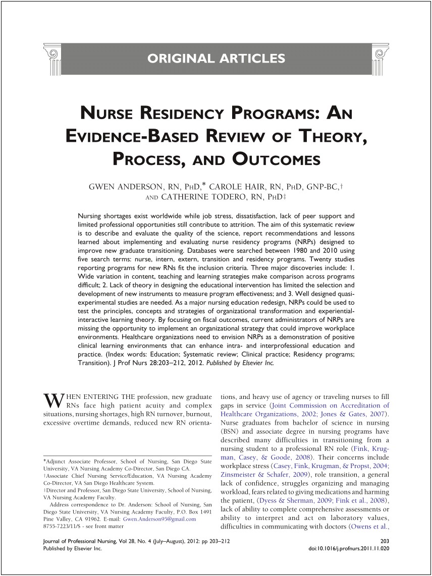 Nursing Student Objective For Resume Residency Program