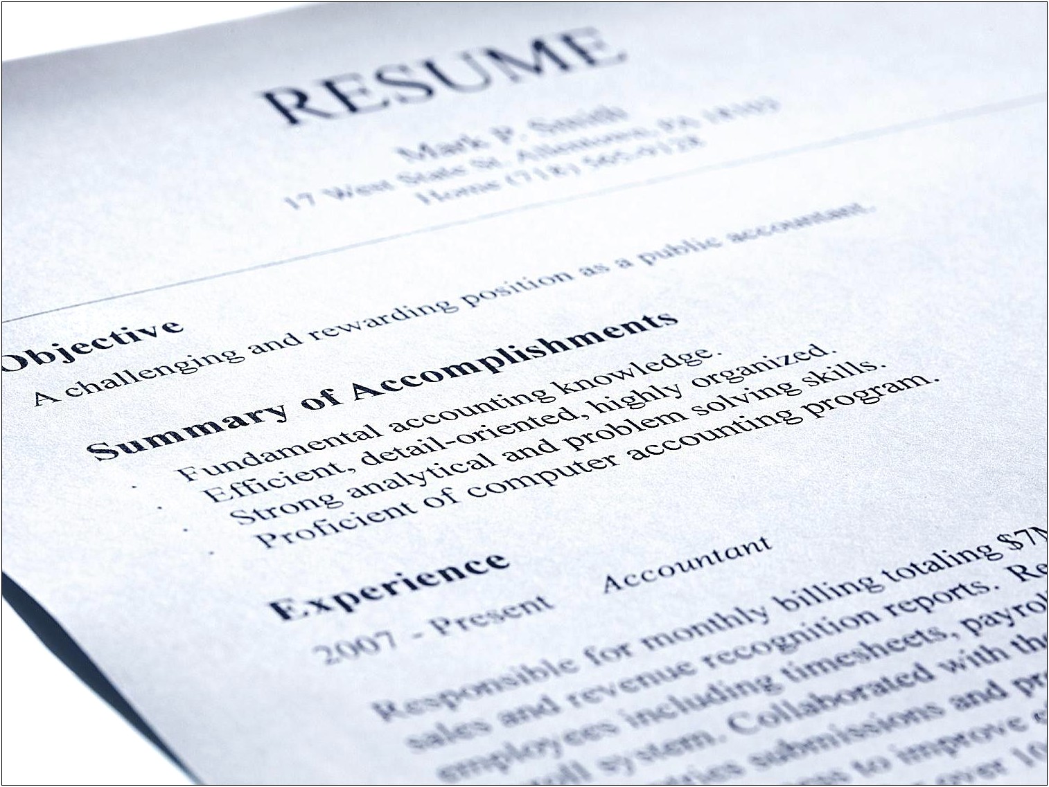 Objective And Resume Summary Or Outline
