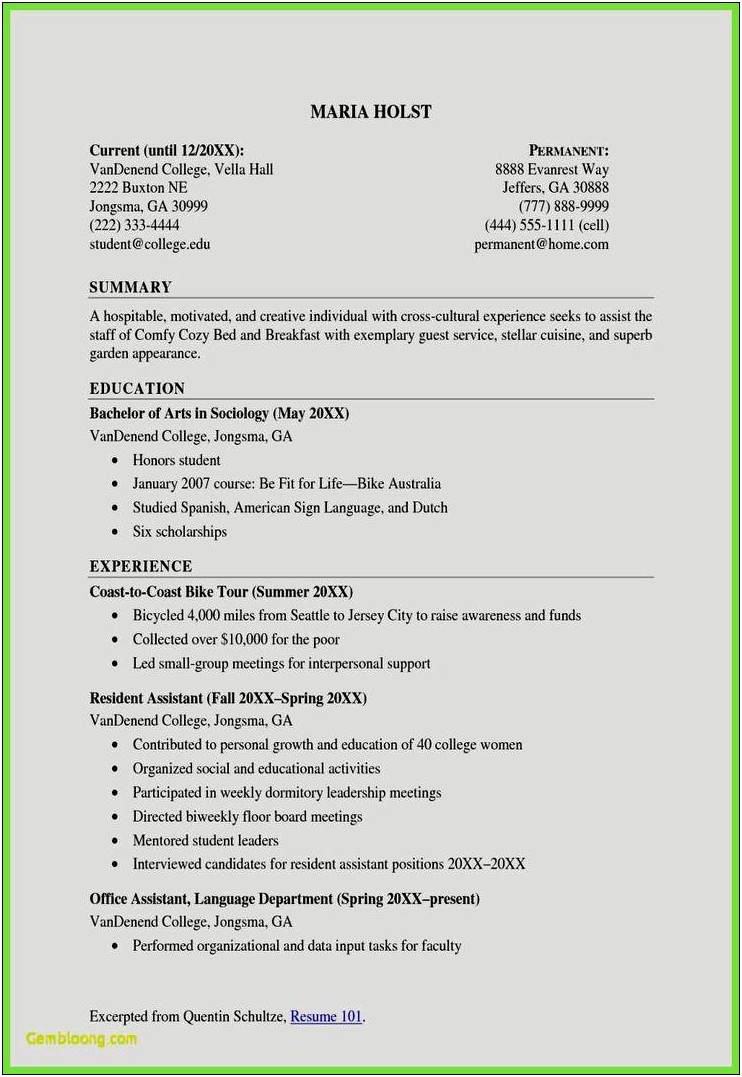 Objective And Summary Samples On A Resume