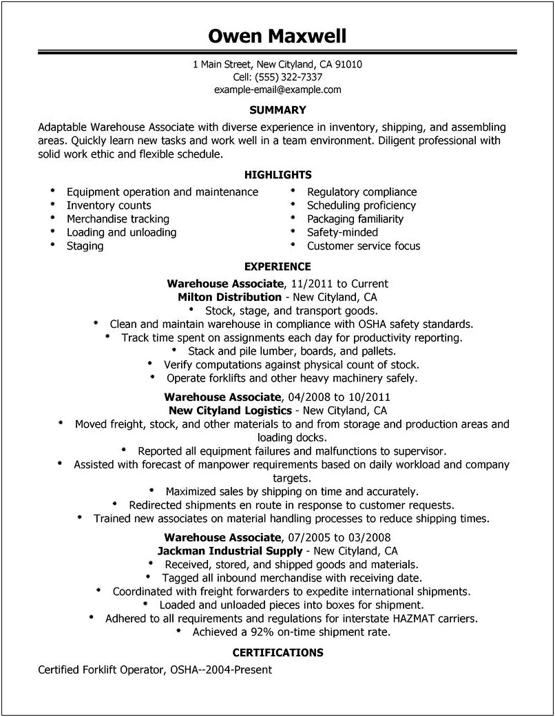 Objective Definition For Resume Examples Warehouse