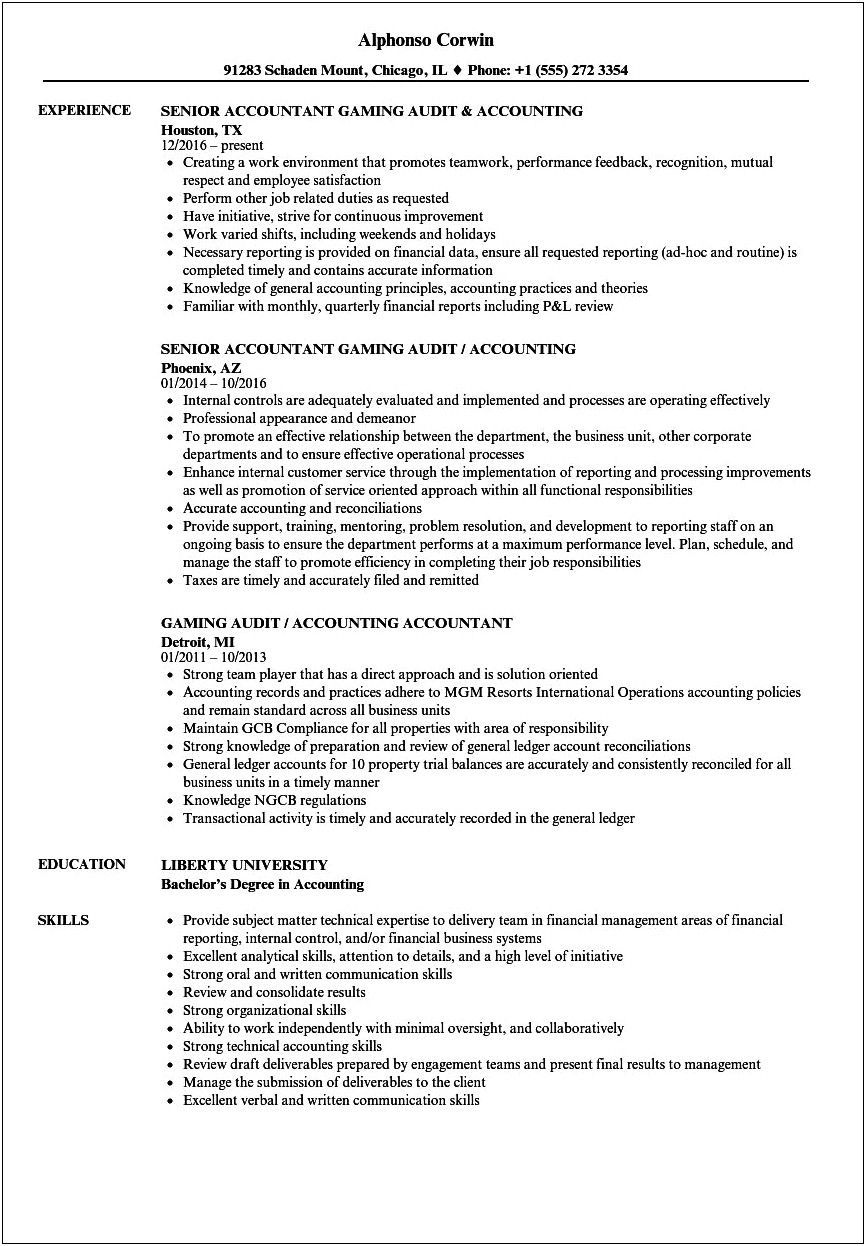Objective Examples For Accounting Resume
