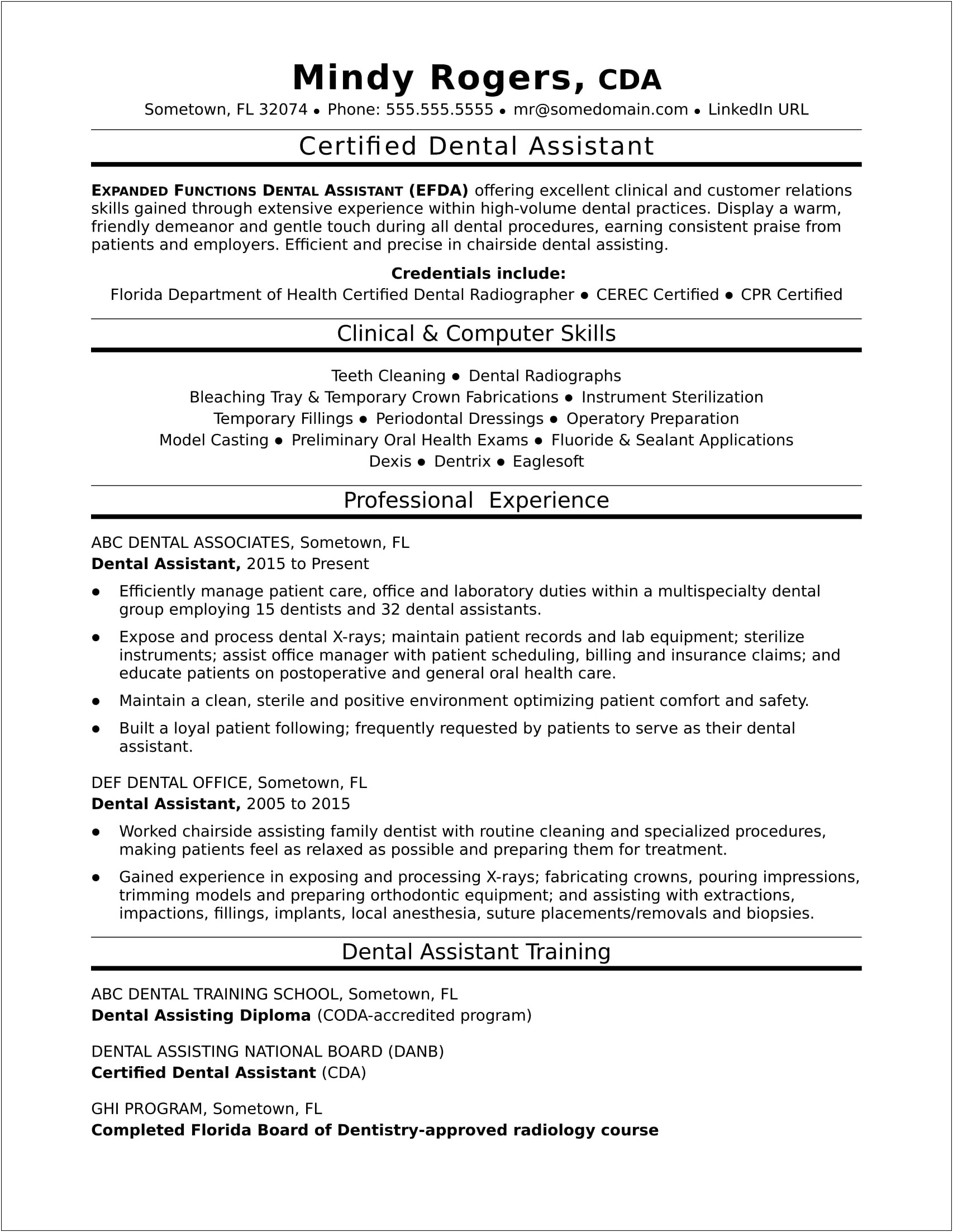 Objective Examples For Dental Assistant Resume