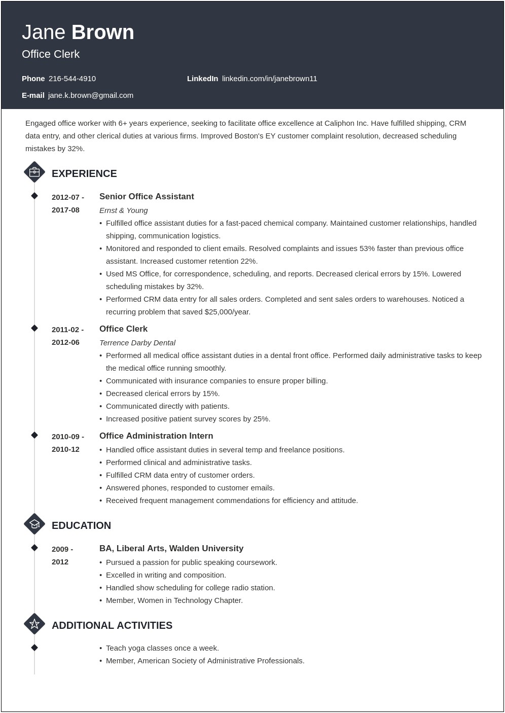 Objective Examples For Resume In Clerical