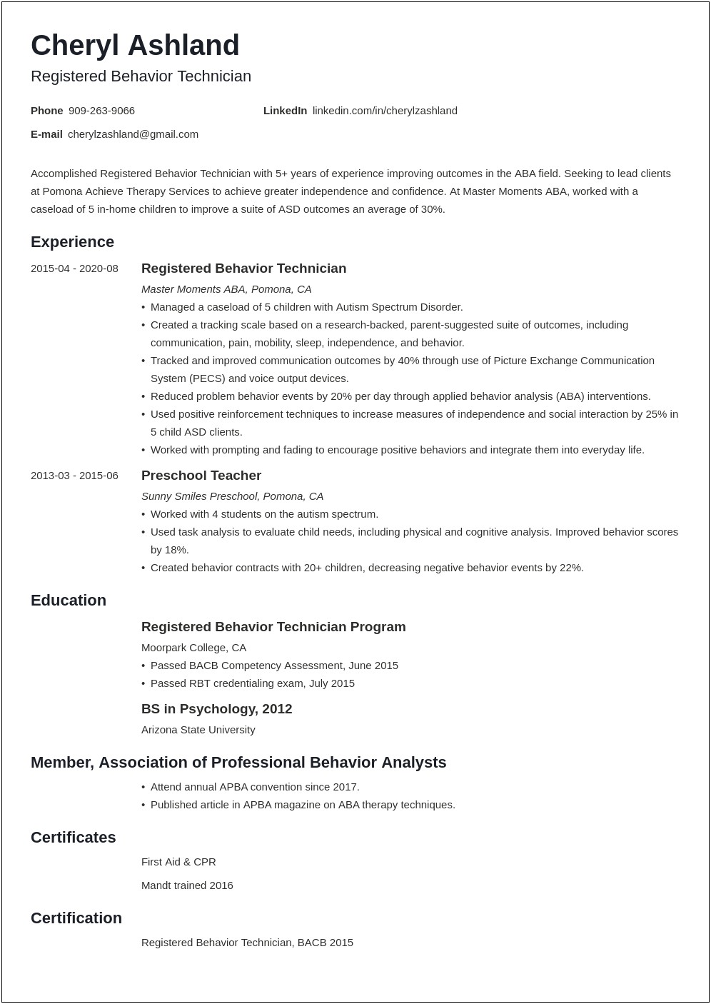 Objective Examples For Resume Mental Health Therapist