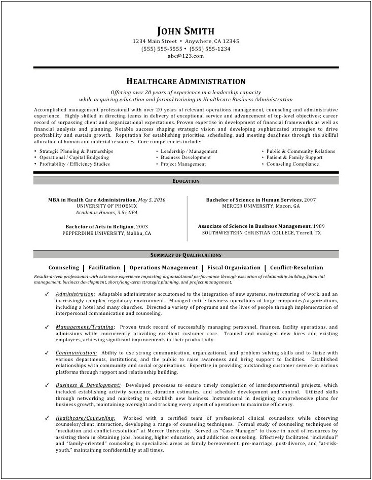 Objective For A Healthcare Resume