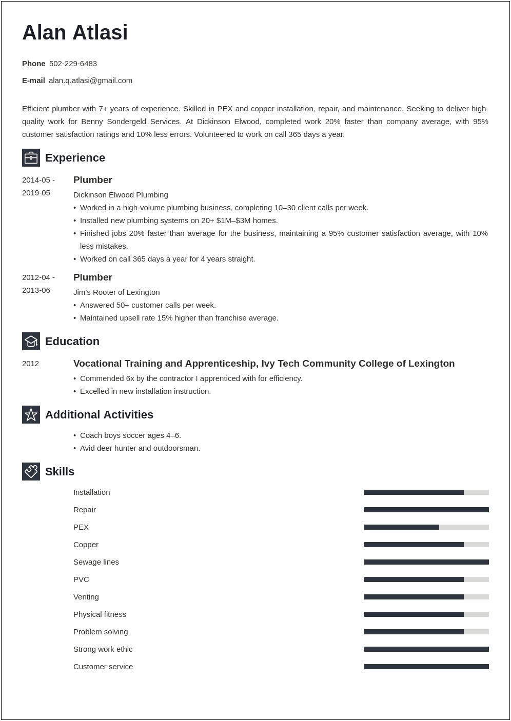 Objective For A Plumbing Resume