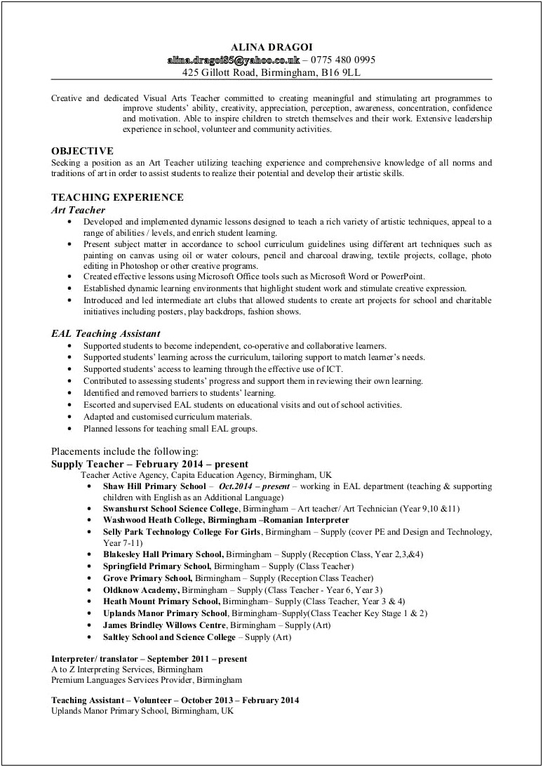 Objective For A Special Education Teacher Resume