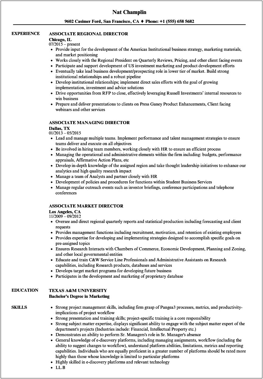 Objective For Assistant Director Resume