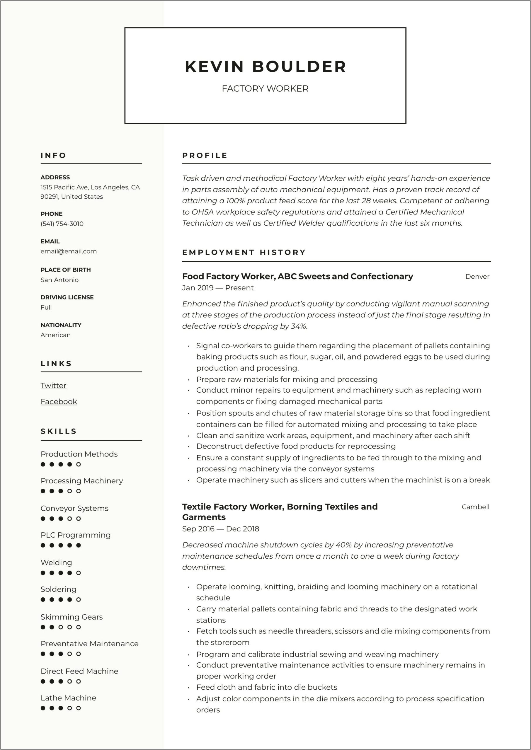 Objective For Cleanroom Manufacturing Resume