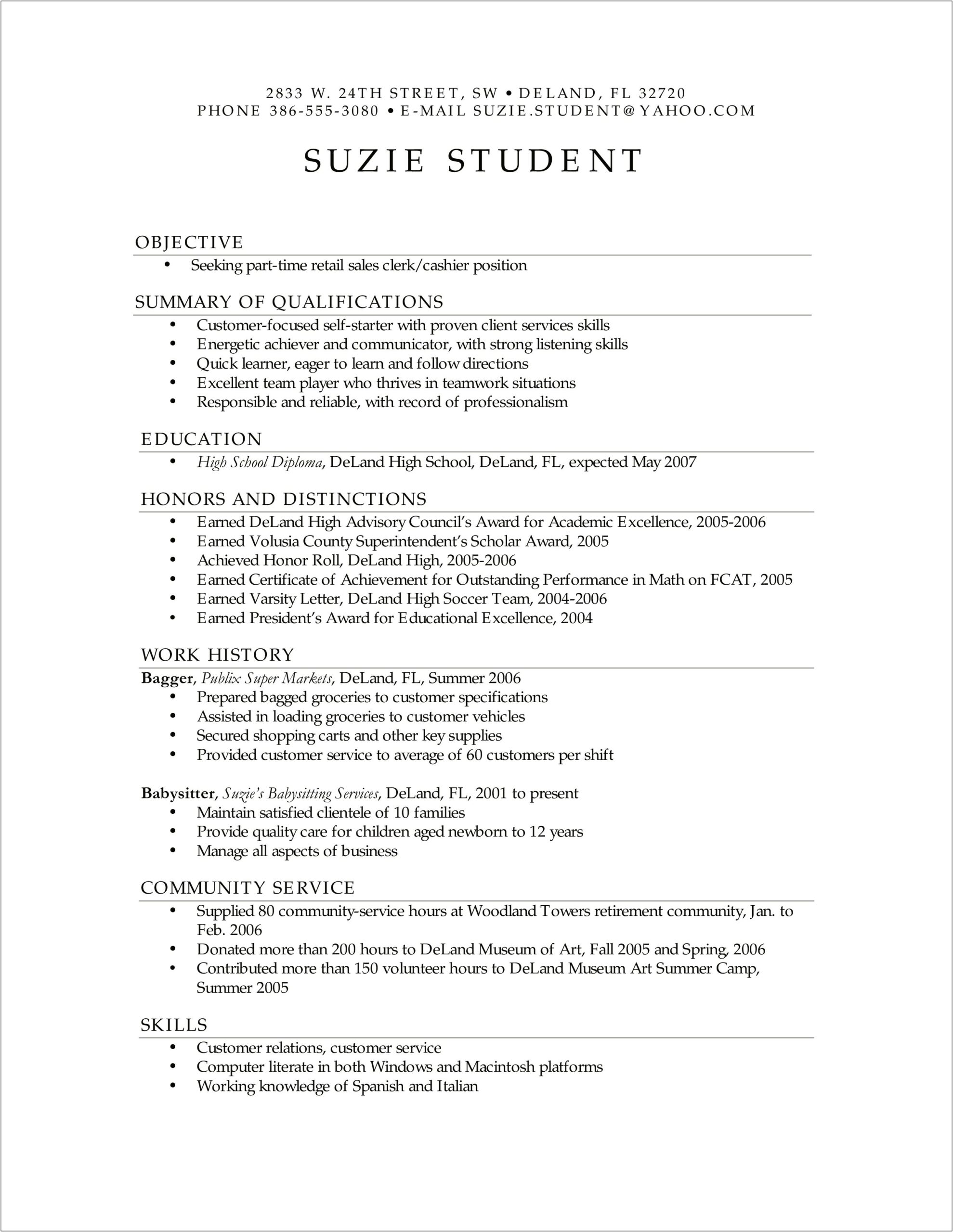 Objective For Community Service Resume