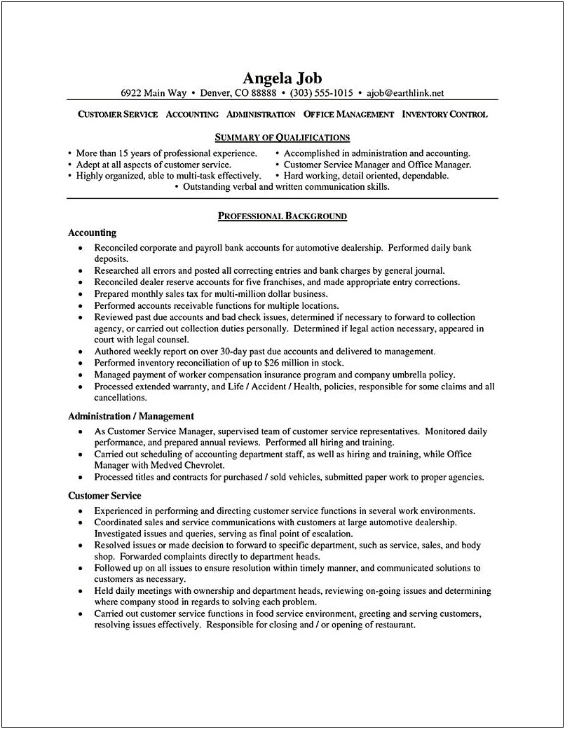 Objective For Customer Service Manager Resume
