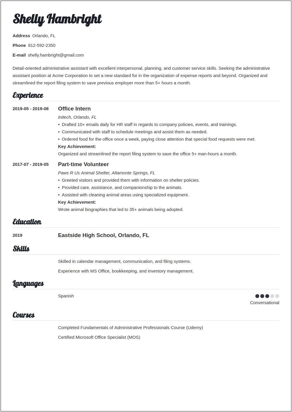 Objective For Entry Level Administrative Assistant Resume