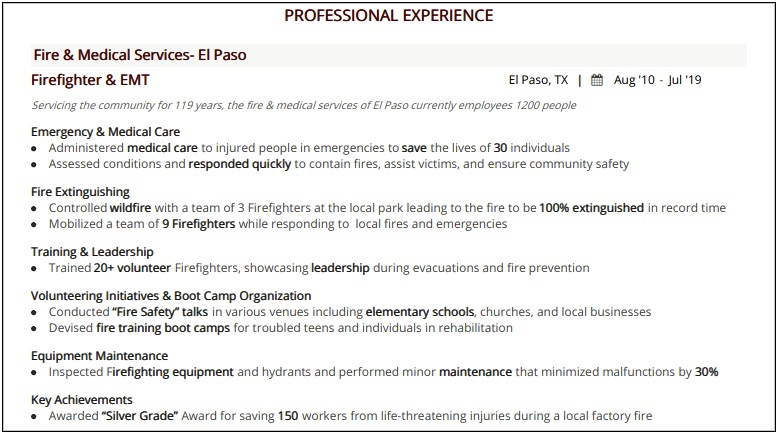 Objective For Firefighter Position On Resume