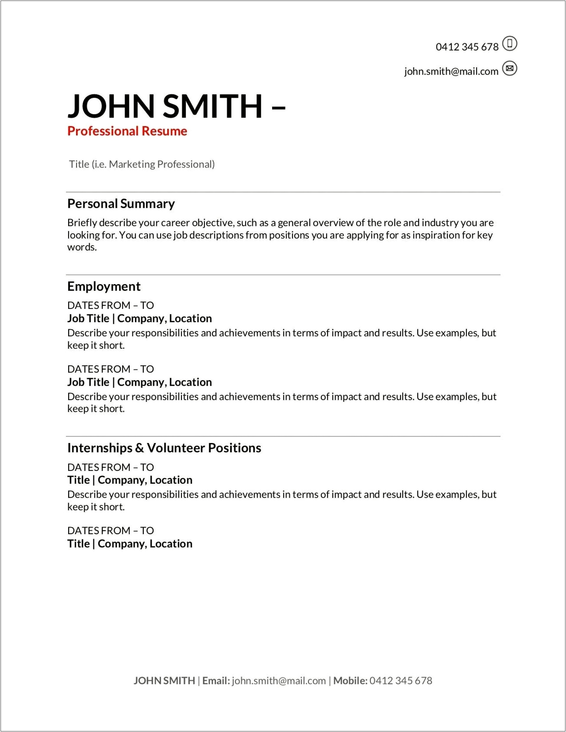Objective For First Job On Resume