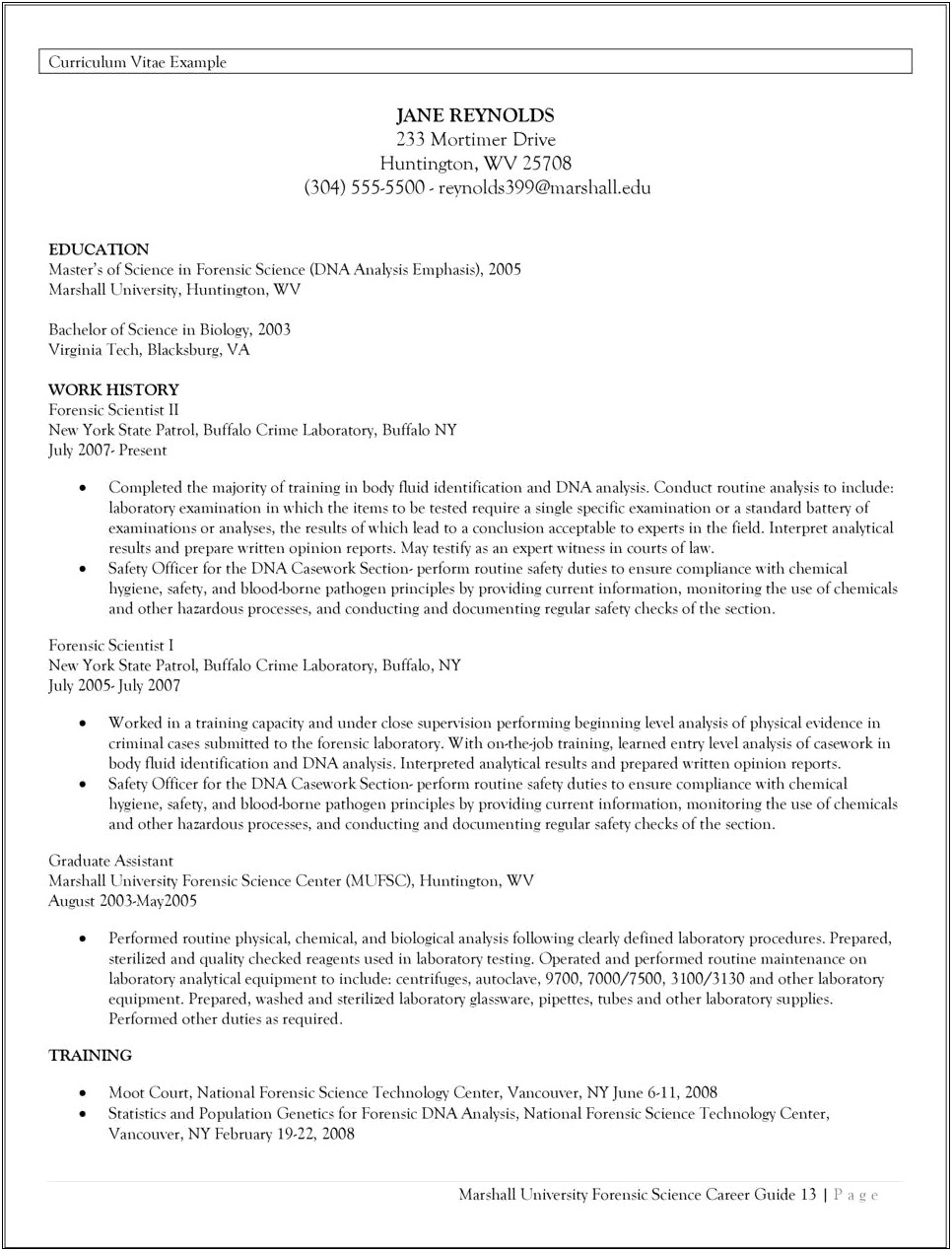 Objective For Forensic Science Resume