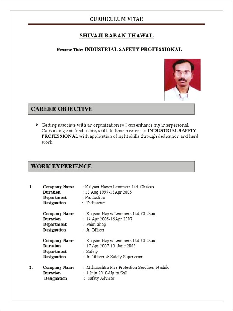 Objective For Health And Safety Resume
