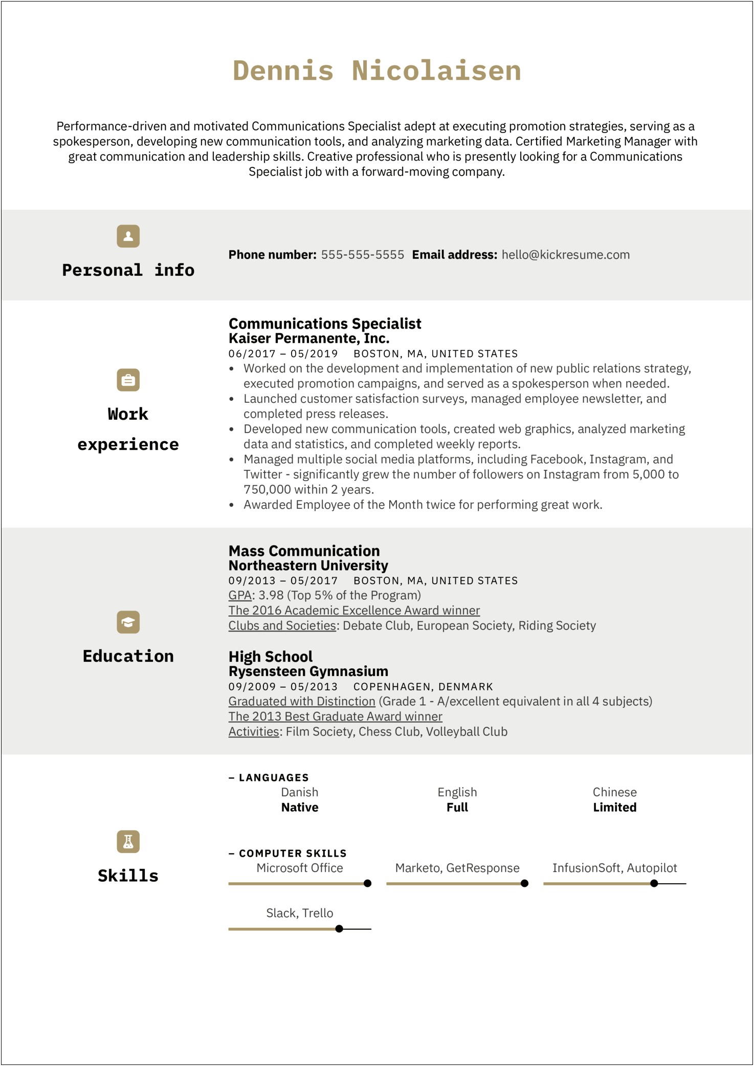 Objective For Mass Communication Resume