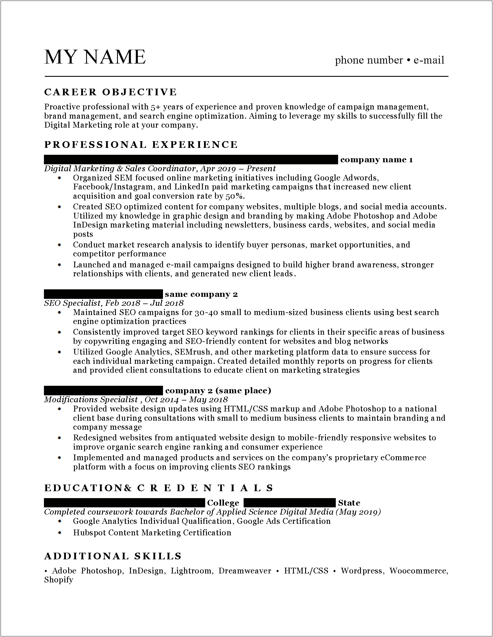 Objective For Media Job Resume