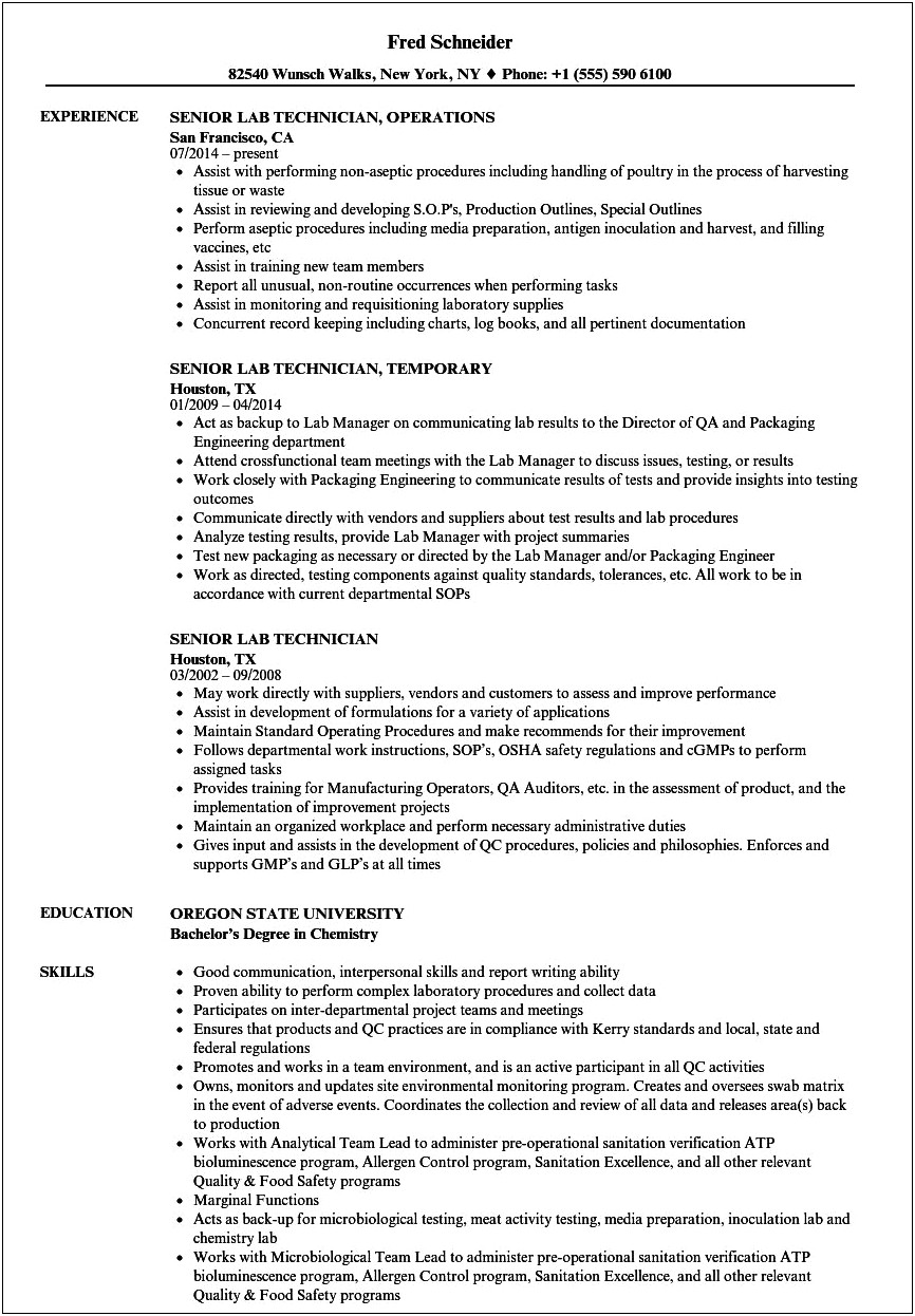 Objective For Molecular Biology Laboratory Technician Resume