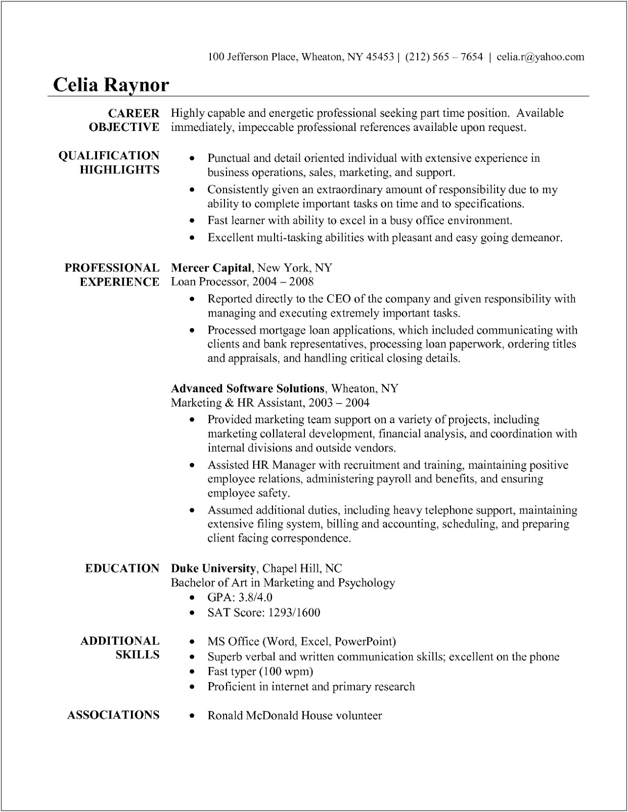 Objective For Office Assistant Position On Resume