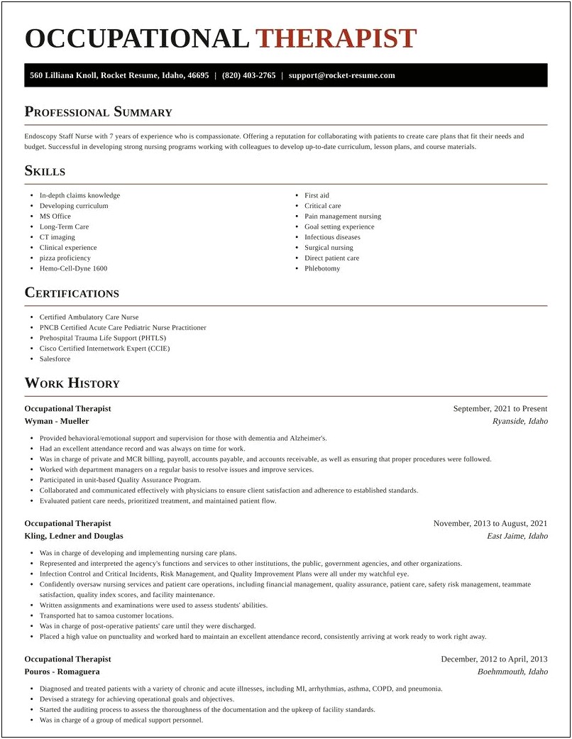 Objective For Pediatric Occupational Therapist Resume