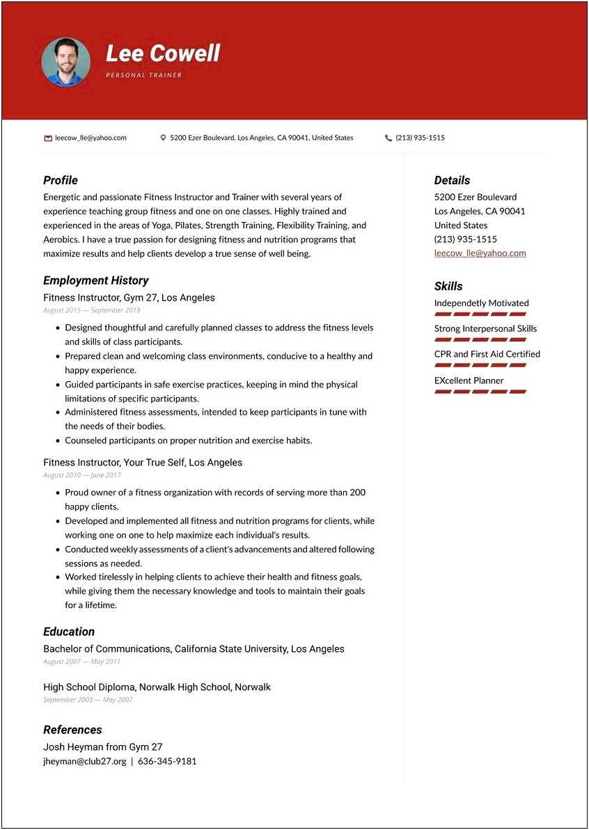 Objective For Personal Training Resume