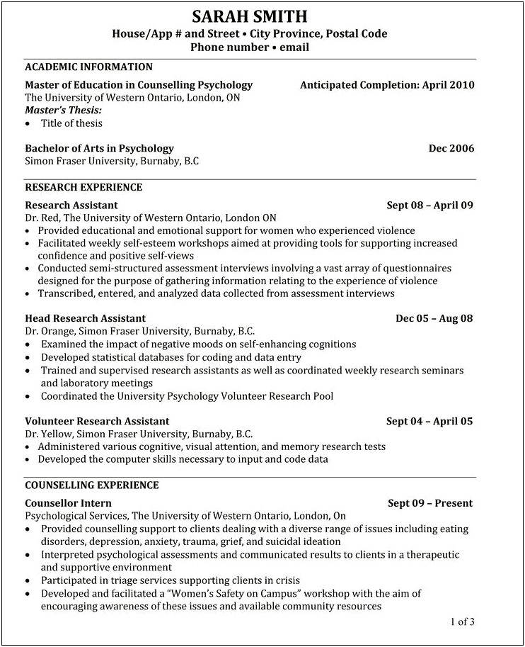 Objective For Phd Resume Sample