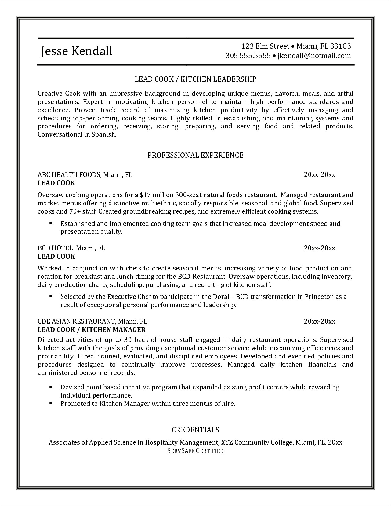 Objective For Prep Cook Resume