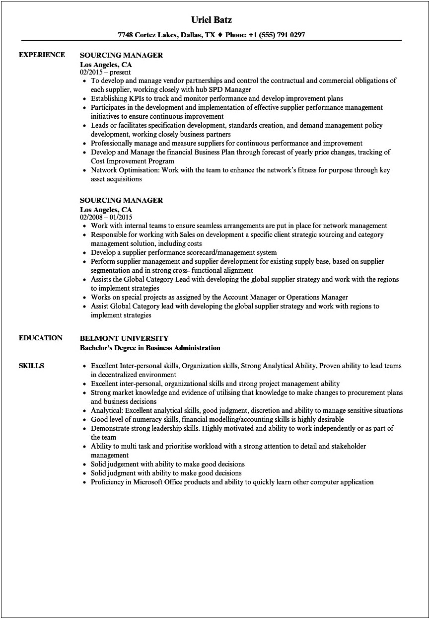 Objective For Purchasing Manager Resume