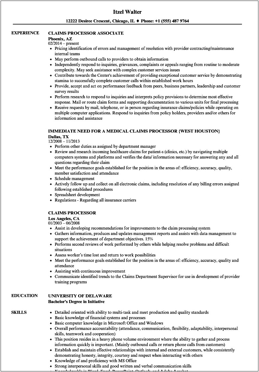 Objective For Quality Processor Resume
