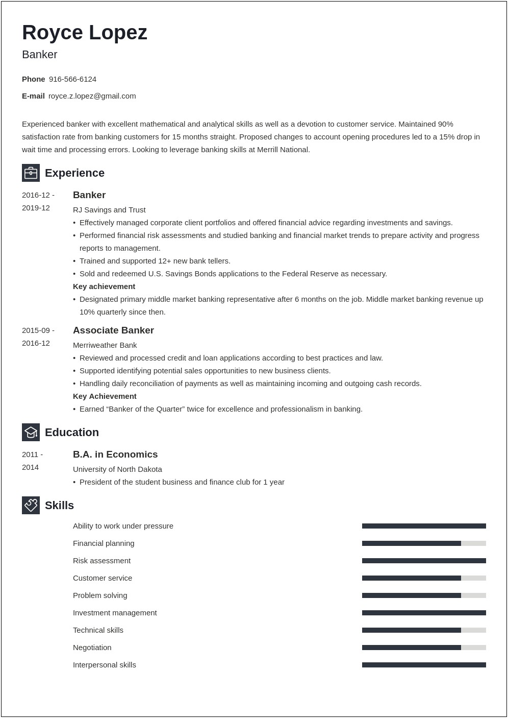 Objective For Resume Banking Entry Level