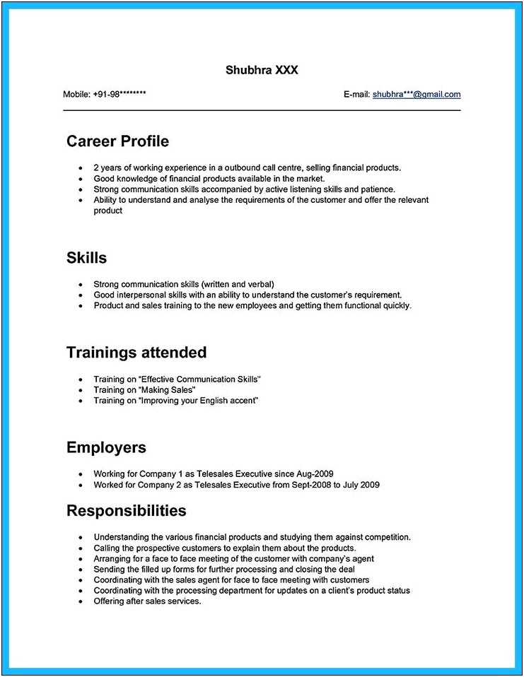 Objective For Resume Call Center Agent
