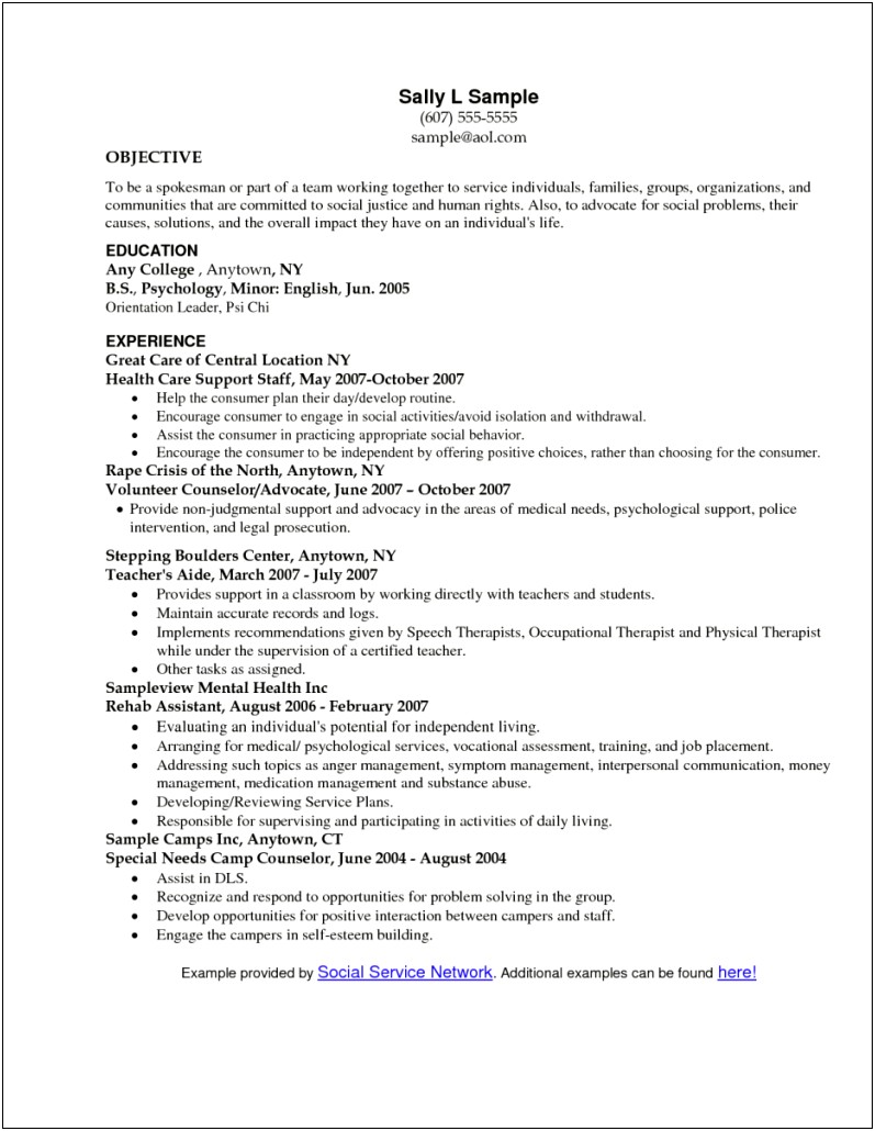Objective For Resume Examples Human Services
