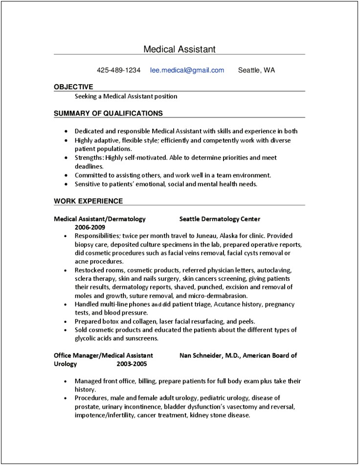 Objective For Resume For Medical Administrative Assistant