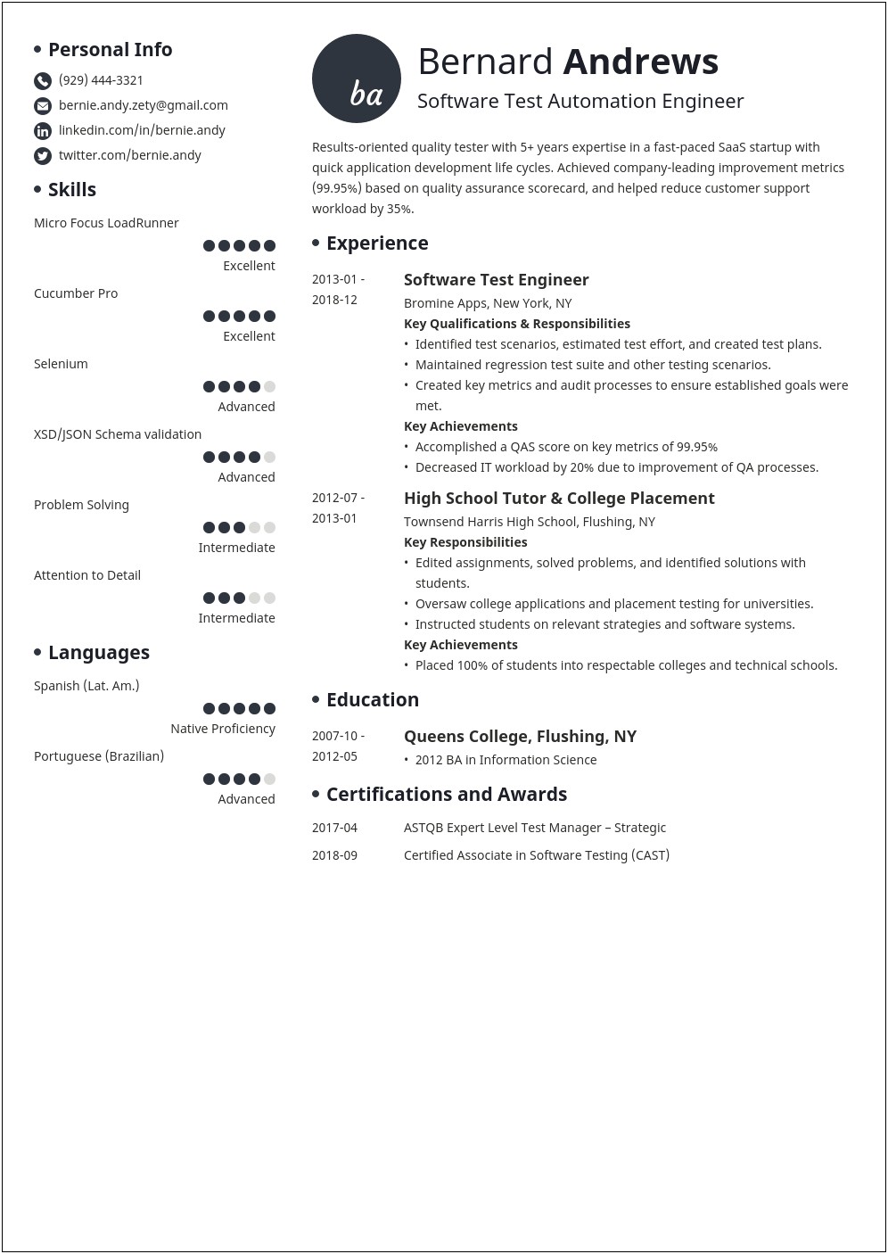Objective For Resume For Qa Engineer