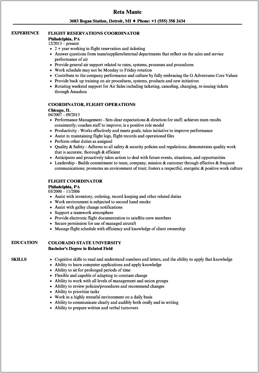 Objective For Resume To Work Airline