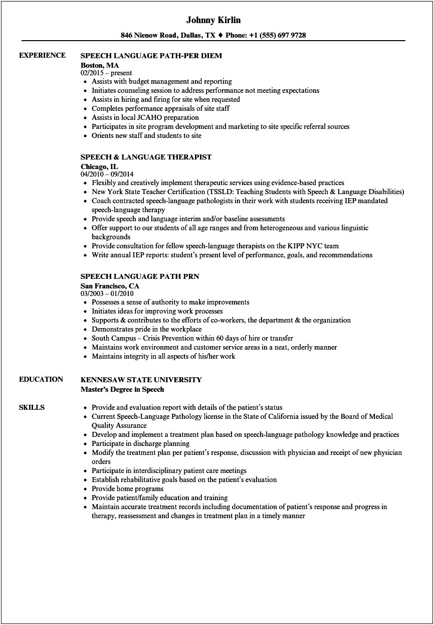 Objective For Speech Pathology Assistant Resume