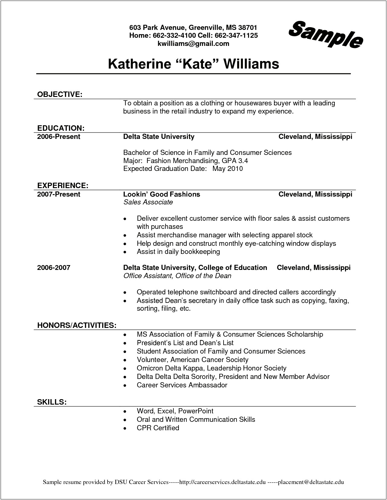 Objective For Working In Retaili Resume