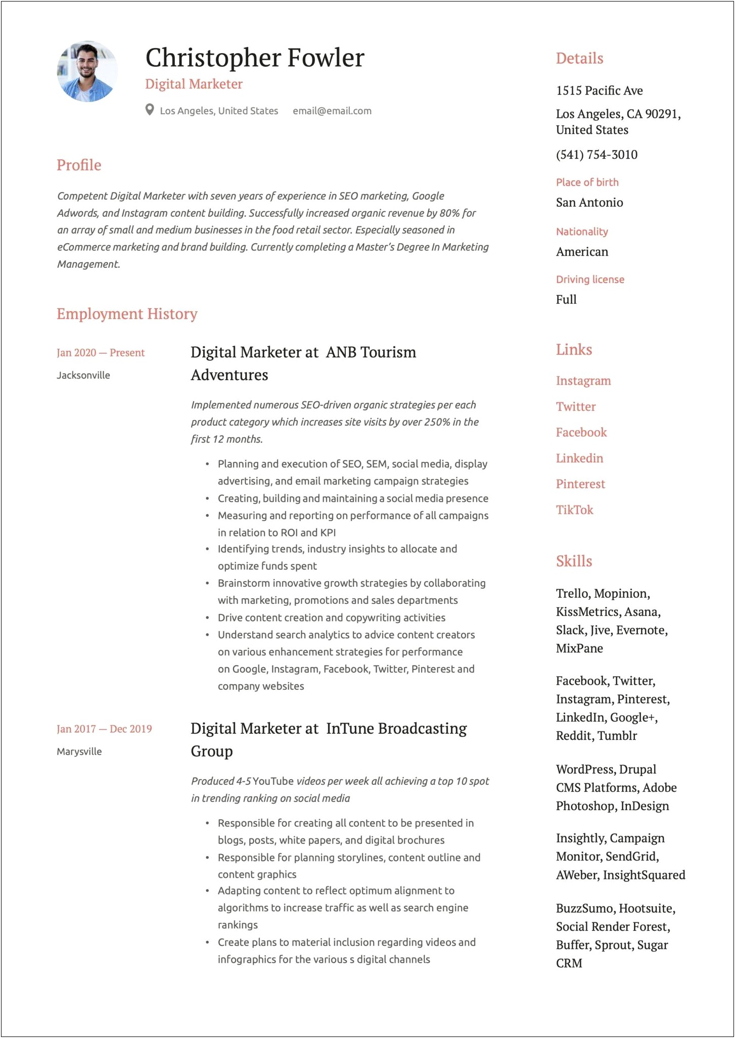 Objective In A Marketing Resume
