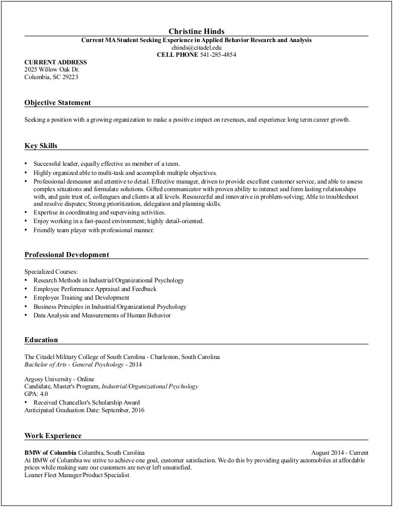 Objective In A Resume For Scholarship