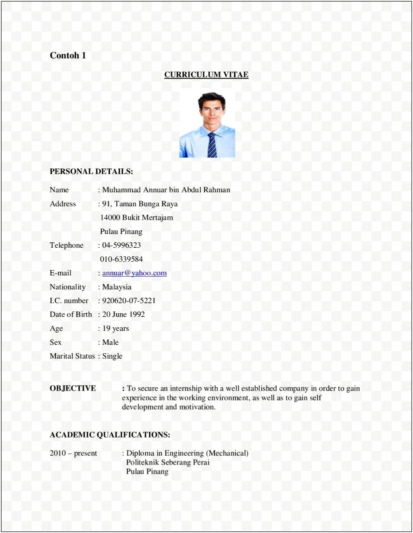 Objective In Resume For Applying A Job