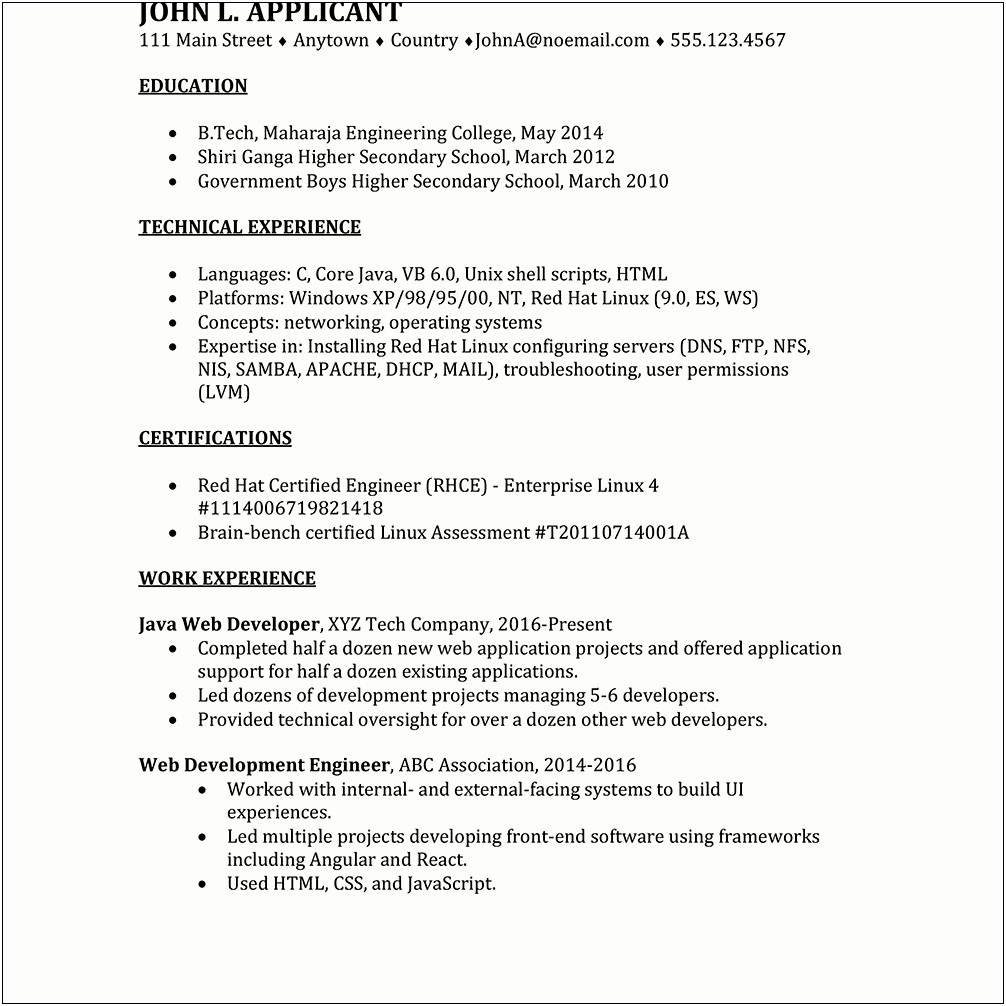 Objective In Resume For Fresh Graduate Information Technology