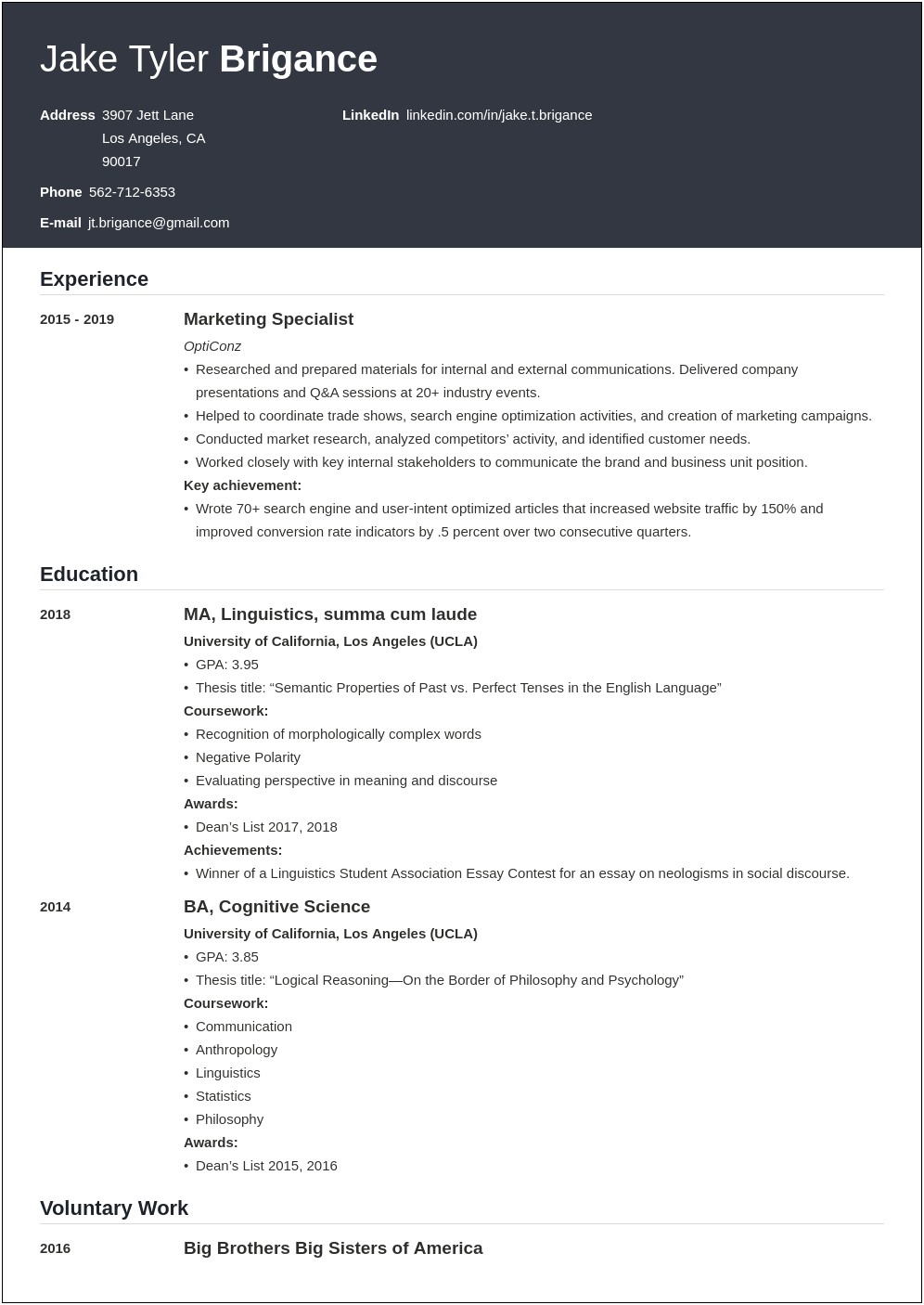 Objective In Resume For Law Student