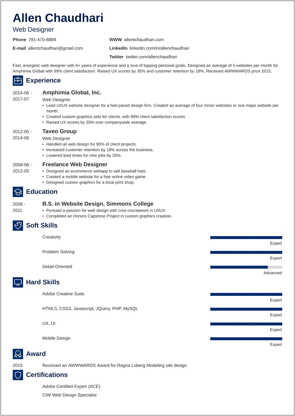 Objective In Resume For Web Developers