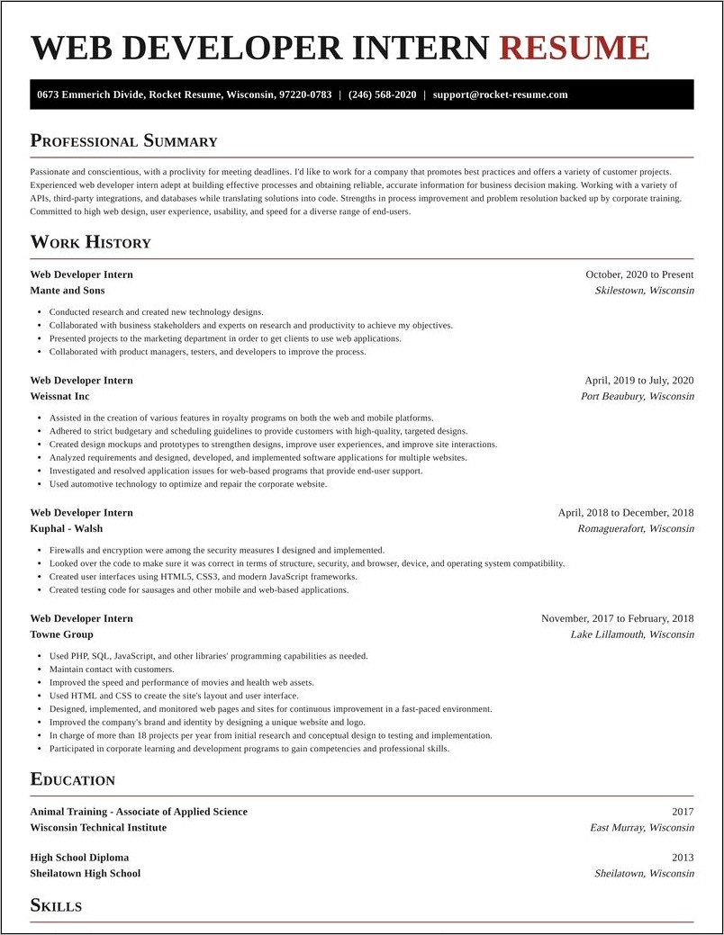 Objective Line For Internship Resume
