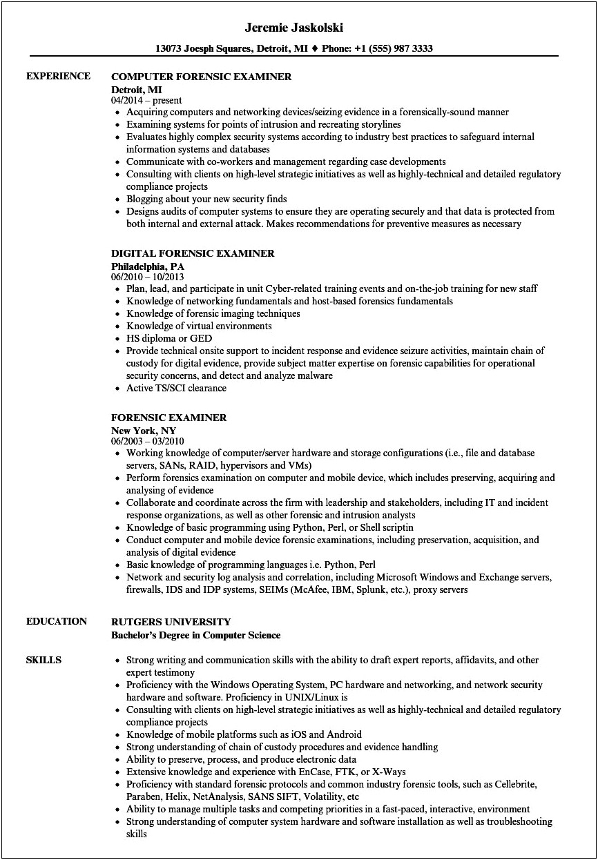 Objective Line For Resume Examples For Forensic Nursing