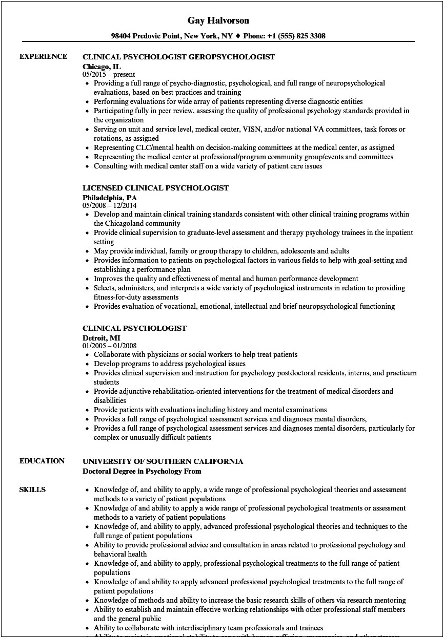 Objective Of Psychology In Resume