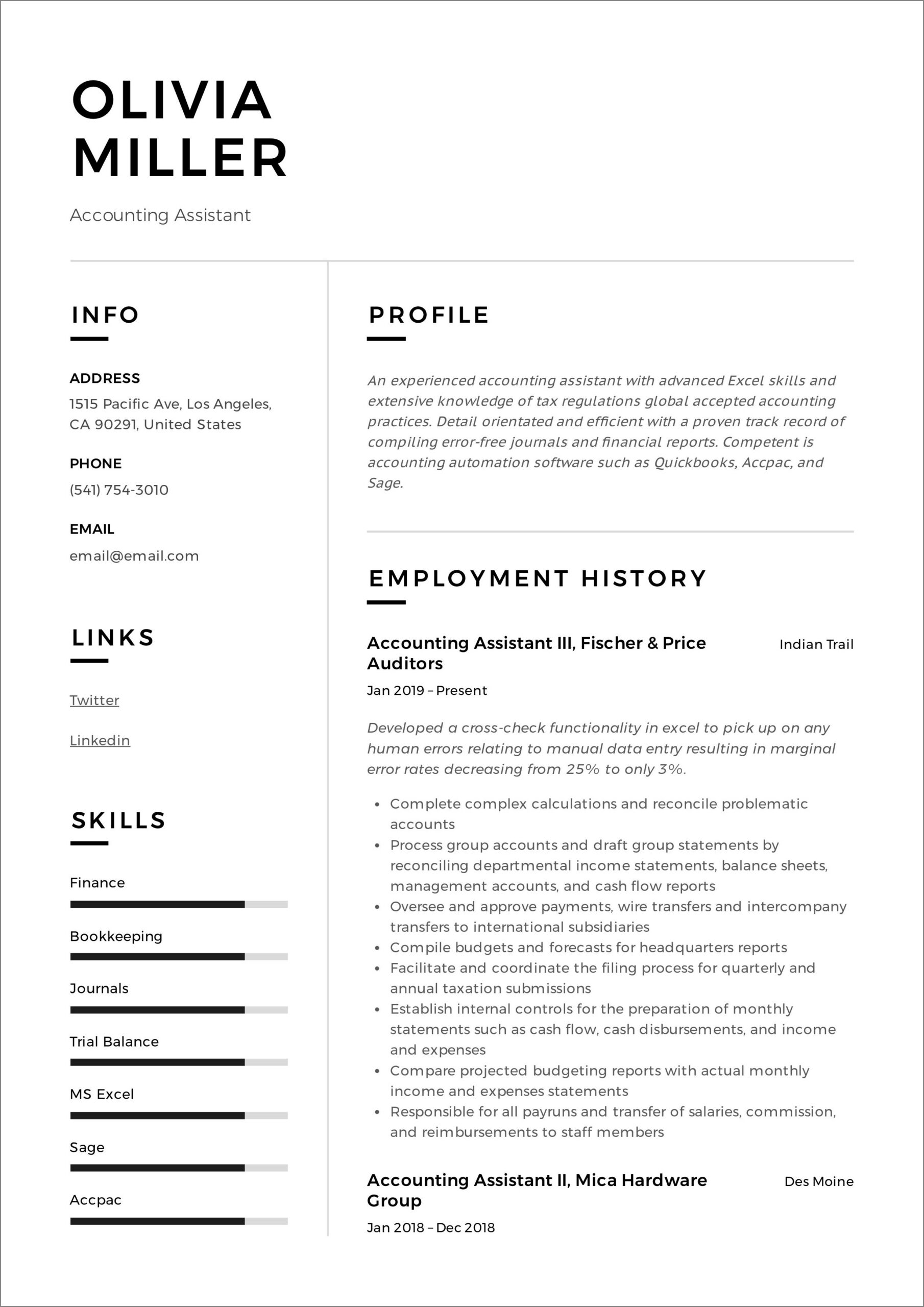 Objective Of Resume For Accountant