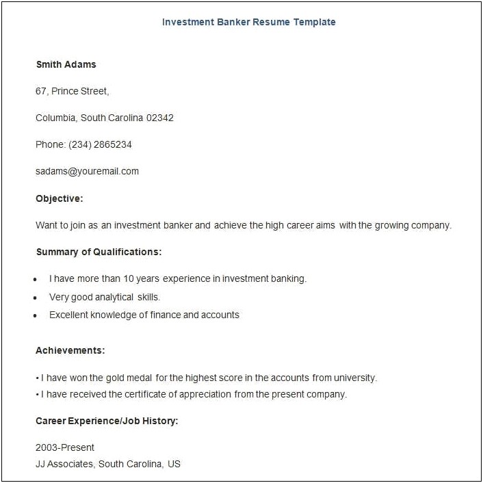 Objective On A Resume For A Bank Job